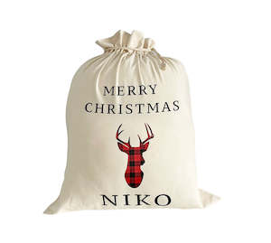 Stockings: Santa Sack Stag Head - Personalised