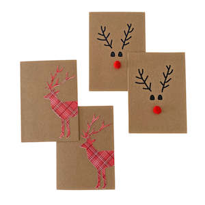 Christmas Cards: Christmas Card Reindeer & Stag 4 Pack