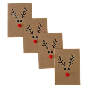 Christmas Cards: Christmas Card Reindeer 4 Pack