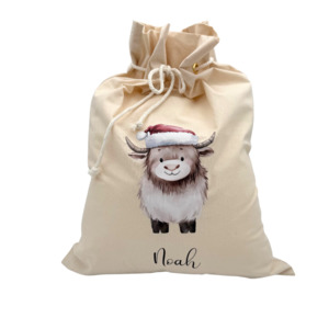Premium Santa Sack Highland Cow- Personalised