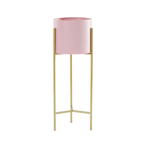 Products: Gold Metal Plant Stand with Pink Pot Holder
