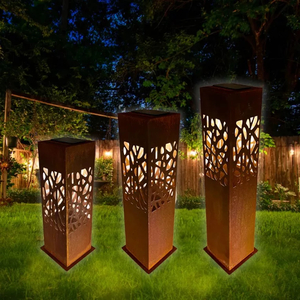 Corten Steel Ladybugs: Garden Light Pillar Corten Steel Free LED Light Pack