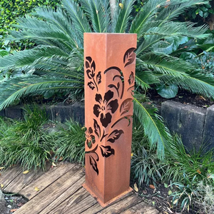 Garden Light Pillar Corten Steel Free LED Light Pack