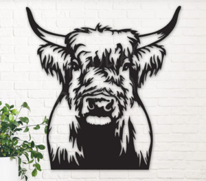 Garden Art NZ New Zealand Artists Ladybugs Gardening Online: Highland Cow Metal Wall Art Made