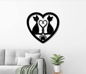 Garden Art NZ New Zealand Artists Ladybugs Gardening Online: Cats in Love Metal Wall Art Made