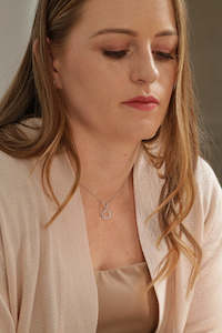 Necklaces: 14K White Gold Wreath Pendant Necklace with Lab Diamonds