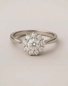 Floral Halo Diamond Cluster Ring