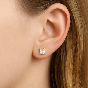 Earrings: 1.06 Carat Princes Cut Diamond Earrings