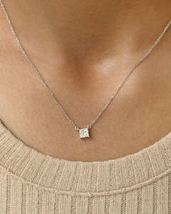 Frontpage: Prong Setting Princess Cut Lab Diamond Solitaire Pendant