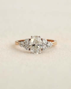 1.42 Ct Oval Cut Lab Diamond Cluster Engagement Ring in Rose Gold