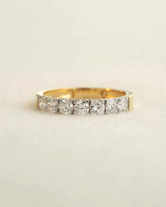Rings: 0.79 Carat TW Round Lab-Grown Diamond Eternity Ring in 9K Yellow Gold