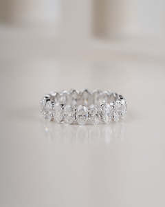 4ct Oval Cut Lab Grown Diamond Full Eternity Ring in White Gold