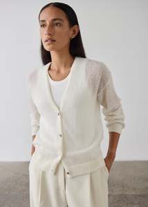 Essentials: Fine Alpaca Cardigan - Cream