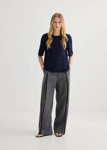 Tops And Shirts: Featherlight Pure Cashmere T-Shirt - Midnight