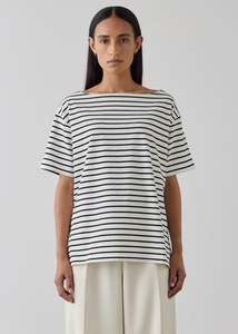 Striped Short Sleeve T-shirt - Black / Ecru