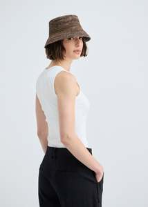 Accessories: Tanora x Laing Raffia Bucket Hat - Chocolate