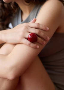 Accessories: Casa Ayllon Meroria Ring - Carmesi