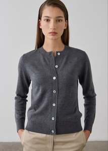 Sylvia Merino Cardigan - Charcoal