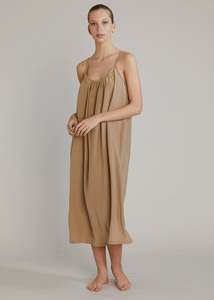 Nighties: Victoria Silk Nightgown - Biscuit