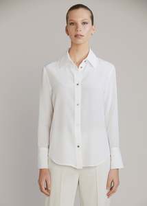 Shirts: Mia Silk Shirt - Pearl
