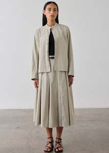 Shirts: Mandarin Shirt Jacket - Pale Sage