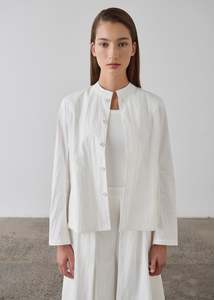 Shirts: Mandarin Shirt Jacket - White