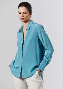 Shirts: Silk Shirt - Cerulean