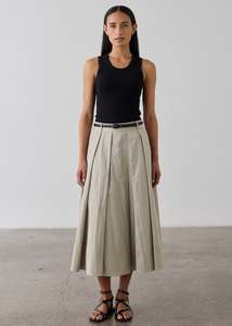 Skirts: Full Pleated Skirt - Pale Sage
