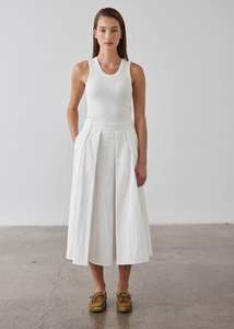 Skirts: Full Pleated Skirt - White