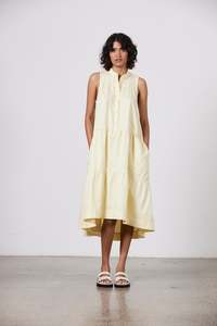 Sasha Cotton Poplin Dress - Pale Lemon