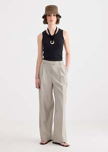 Trousers: Simone Wide Leg Trouser - Pale  Sage