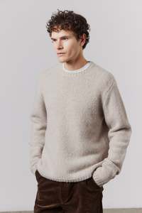 Mens Knitwear: Nimbo Chunky Crew - Cloud