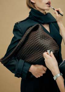 Rylan Studio Bags: Rylan Recycled Leather Large Tote - Brown