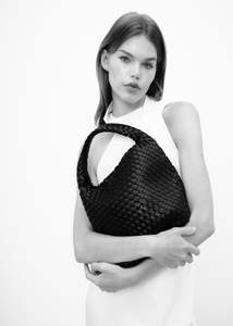 Rylan Recycled Leather Small Tote - Black