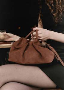 Rylan Mila Medium Tote - Brown Suede