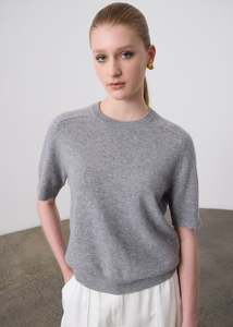 Trans Seasonal Knitwear: Jasper Cashmere Crew - Grey Marle