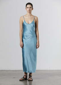 All: Silk Satin Slip - Cerulean