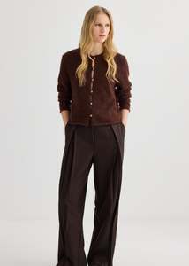 Alpaca Cropped Cardigan - Mahogany Marle