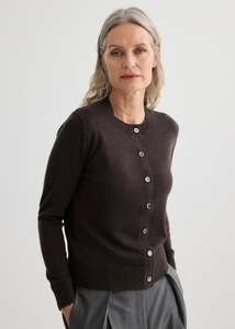 Knitwear: Sylvia Merino Knit Cardigan - Espresso