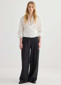 All: Wide Leg Pleat Front Trouser - Graphite