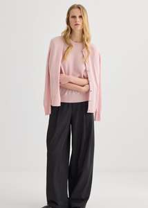 All: Cashmere Crew Neck Cardigan - Blush Pink