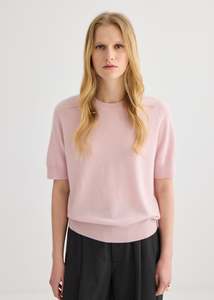 Cashmere Short Sleeve Crew Neck - Blush Pink