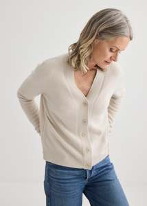 Cashmere V-Neck Cardigan - Oyster