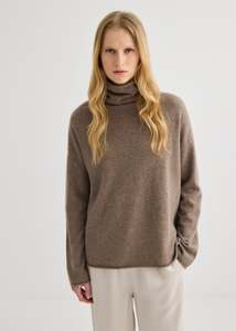 Mara Cashmere Funnel Neck - Cocoa Marle
