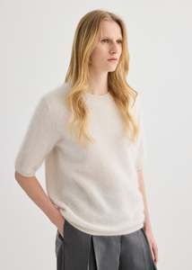 Brushed Cashmere T-Shirt - Oyster