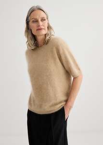 Brushed Cashmere T-Shirt - Soft Beige