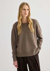 Cashmere Oversized Crewneck - Cocoa Marle