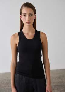 Juna Ribbed Cotton Tank - Black