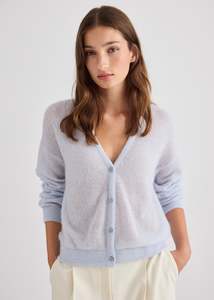 Knitwear: Mila Alpaca Cardigan - Pale Blue