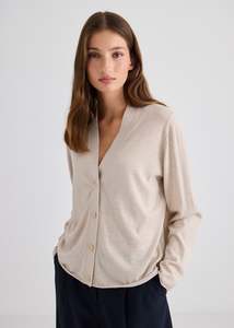 Liv V-Neck Merino Cardigan - Sand